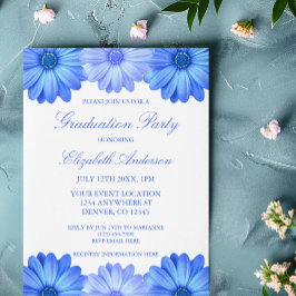 Invitation Fête de remise de diplômes aux fleurs bleues