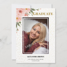 Fête de remise de diplômes avec photo et fleur ros