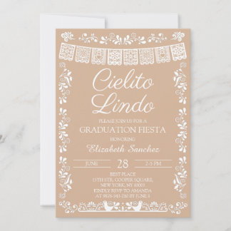 Invitation Fête de remise de diplômes Beige Cielito Lindo