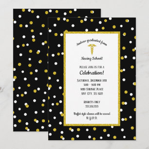 Invitation Fête de remise de diplômes de Black Gold Nurse, ge