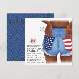 Invitation Fête de remise de diplômes de la fille en jean USA