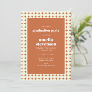 Invitation Fête de remise de diplômes géométrique rétro crème