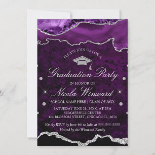 Invitation Fête de remise de diplômes moderne en marbre d'aga