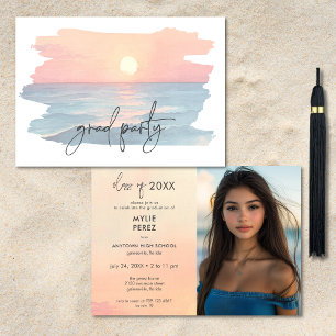 Invitation Fête de remise de diplômes sur la plage au coucher