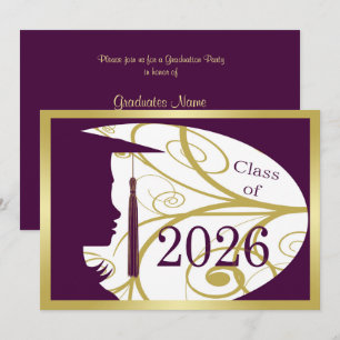 Invitation Fête de remise des diplômes 2026 Silhouette Violet