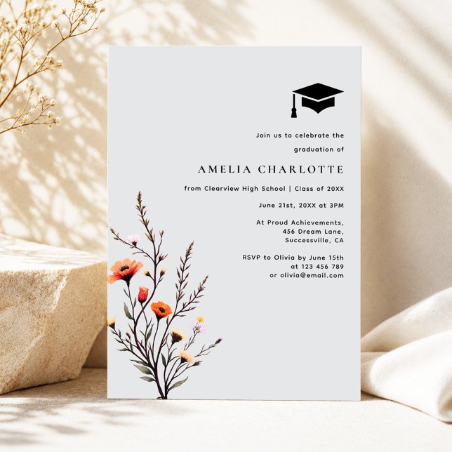Invitation Fête de Remise des Diplômes aux Fleurs Sauvages de (Créateur téléchargé)