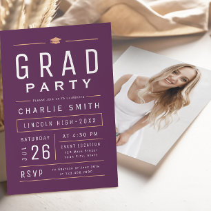 Invitation Fête de remise des diplômes avec typographie simpl