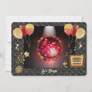 Invitation Fête de remise des diplômes boule disco rouge