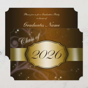 Invitation Fête de remise des diplômes Brown and Gold 2026