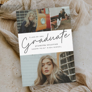 Invitation Fête de remise des diplômes Collage de 3 photos Sc