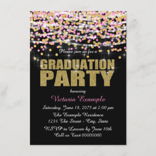 Invitation Fête de remise des diplômes de confettis d'or