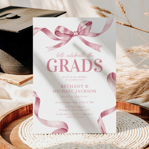 Invitation Fête de remise des diplômes élégante avec nœud ros