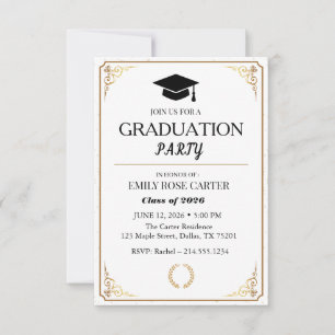 Invitation Fête de remise des diplômes élégante avec ornement
