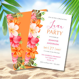 Invitation Fête de remise des diplômes florale tropicale luxu