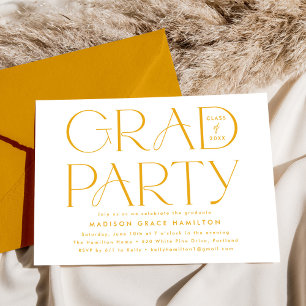 Invitation Fête de remise des diplômes jaune de typographie m