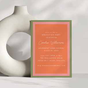 Invitation Fête de remise des diplômes moderne orange vert ro