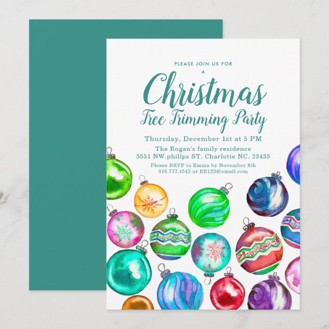 Invitation Fête de remise en forme de l'arbre de Noël (Devant / Derrière)