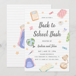 Invitation Fête de rentrée Pastel ludique