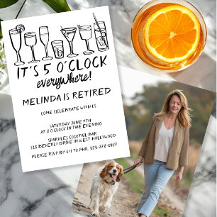 Invitation FÊTE DE RETRAITE 17H PARTOUT Cocktails Boissons