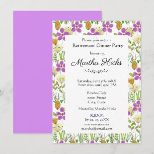 Invitation Fête de retraite aux fleurs aquarelles 