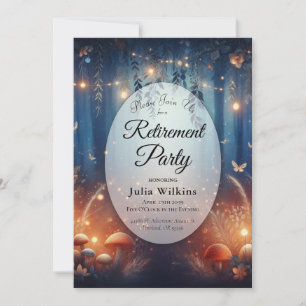 Invitation Fête de retraite aux lumières de fée dans une forê
