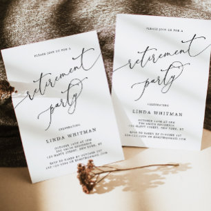 Invitation Fête de retraite avec écriture calligraphique élég