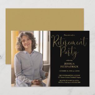 Invitation Fête de retraite avec photo et écriture en noir et