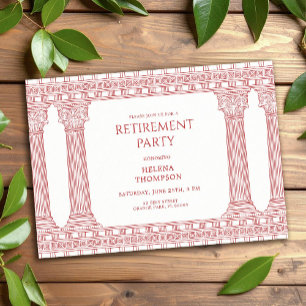 Invitation Fête de retraite avec Temple Rose