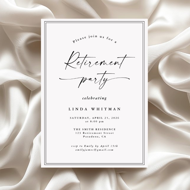 Invitation Fête de retraite avec une écriture calligraphique  (Créateur téléchargé)