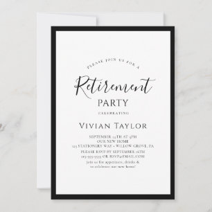 Invitation Fête de retraite avec une simple écriture calligra