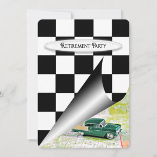 Invitation Fête de retraite avec vieille voiture