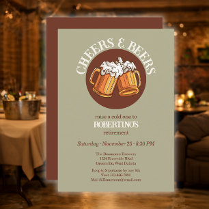 Invitation Fête de retraite Cheers and Beers pour hommes au s