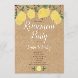 Invitation Fête de retraite Citrons Kraft rustique