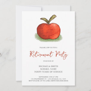 Invitation Fête de retraite de la pomme de l'enseignante ador