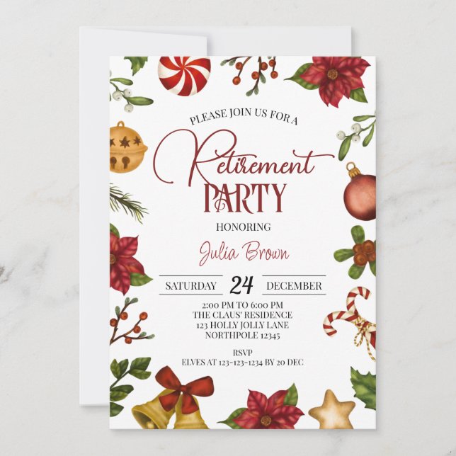 Invitation Fête de retraite de Noël (Devant)