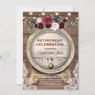 Invitation Fête de retraite de vignoble à tonneau de vin flor