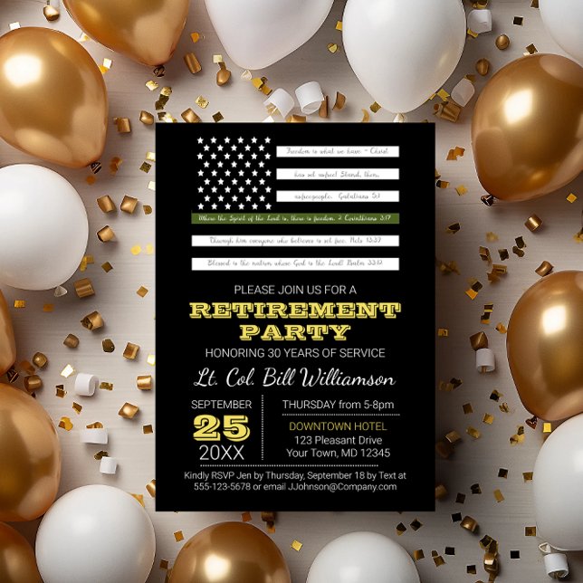 Invitation Fête de retraite du drapeau des Écritures militair (Créateur téléchargé)