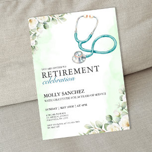 Invitation Fête de retraite du médecin infirmière au stéthosc