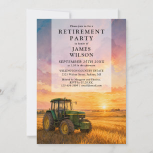 Invitation Fête de retraite du tracteur d'agriculteur à l'aqu