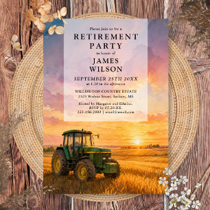 Invitation Fête de retraite du tracteur d'agriculteur à l'aqu