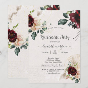 Invitation Fête de retraite élégante aux fleurs vintage borde