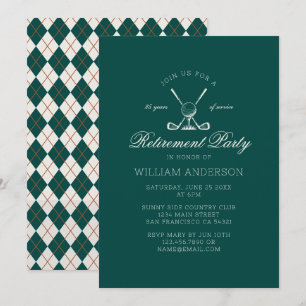 Invitation Fête de retraite élégante classique vert de golf