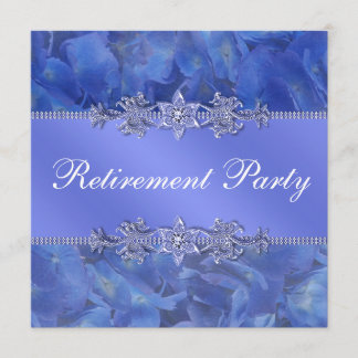 Invitation Fête de retraite élégante d'hortensia bleu pour fe