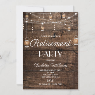 Invitation Fête de retraite en bois rustique