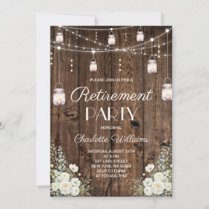 Invitation Fête de retraite florale blanche rustique