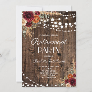 Invitation Fête de retraite florale rustique en Bourgogne