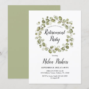 Invitation Fête de retraite Foliage Botanique Wreath
