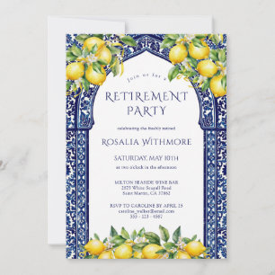 Invitation Fête de retraite méditerranéenne au carrelage bleu