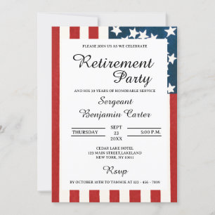 Invitation Fête de retraite militaire avec drapeau américain 