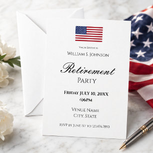 Invitation Fête de retraite militaire avec drapeau patriotiqu